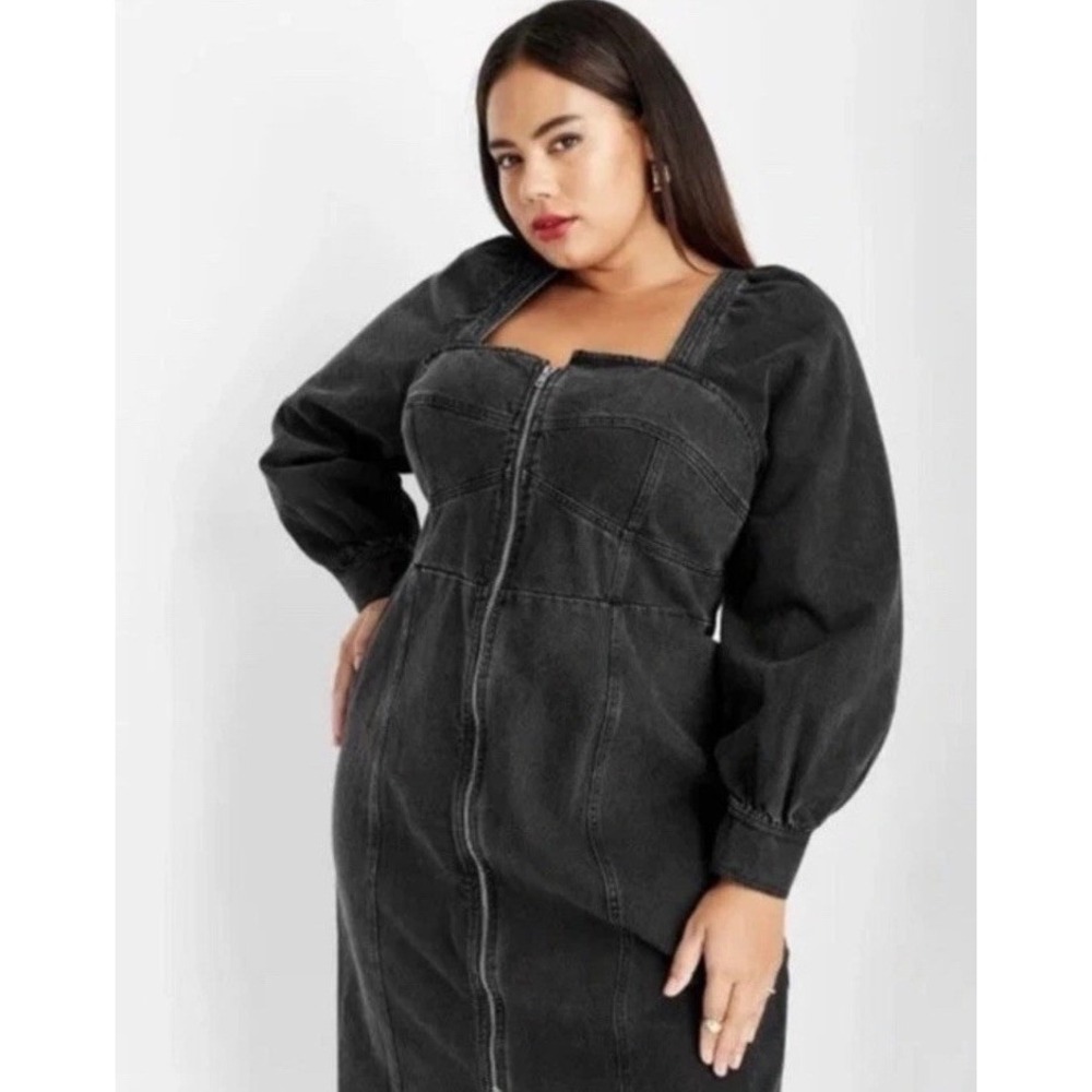 Future‎ Collective Full Zip Denim Dress- Women's Plus Size 20W/22W